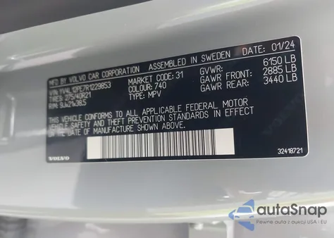 2024 Volvo Xc90 B5 Plus Bright Theme from USA, damaged, VIN YV4L12PE7R1229853